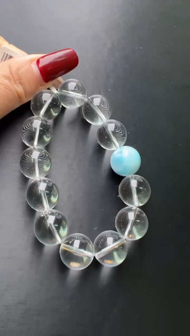 【闪购商品】水晶手串未镶嵌白水晶海洋之心手串16m+ Z24427