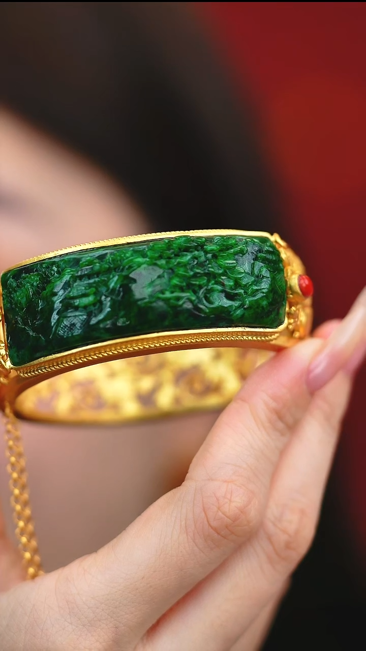 银S925镶嵌手镯翡翠新款