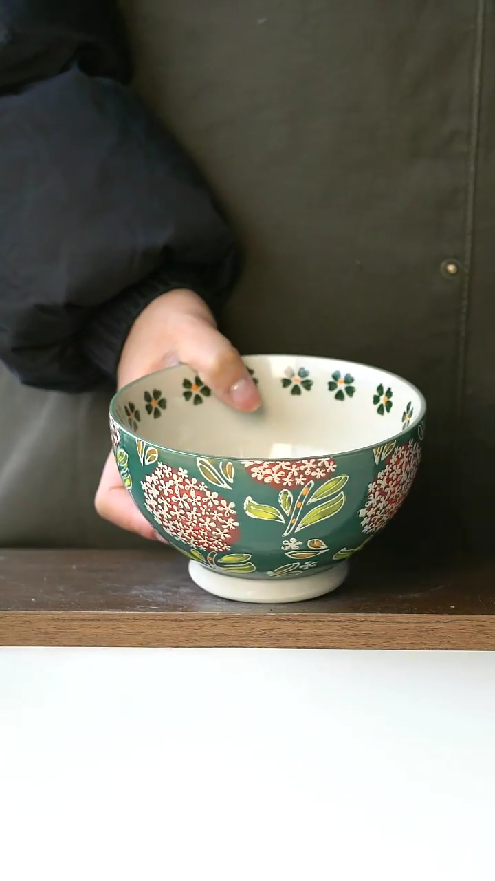 【闪购商品】陶瓷绣球早餐碗微瑕@4-2@