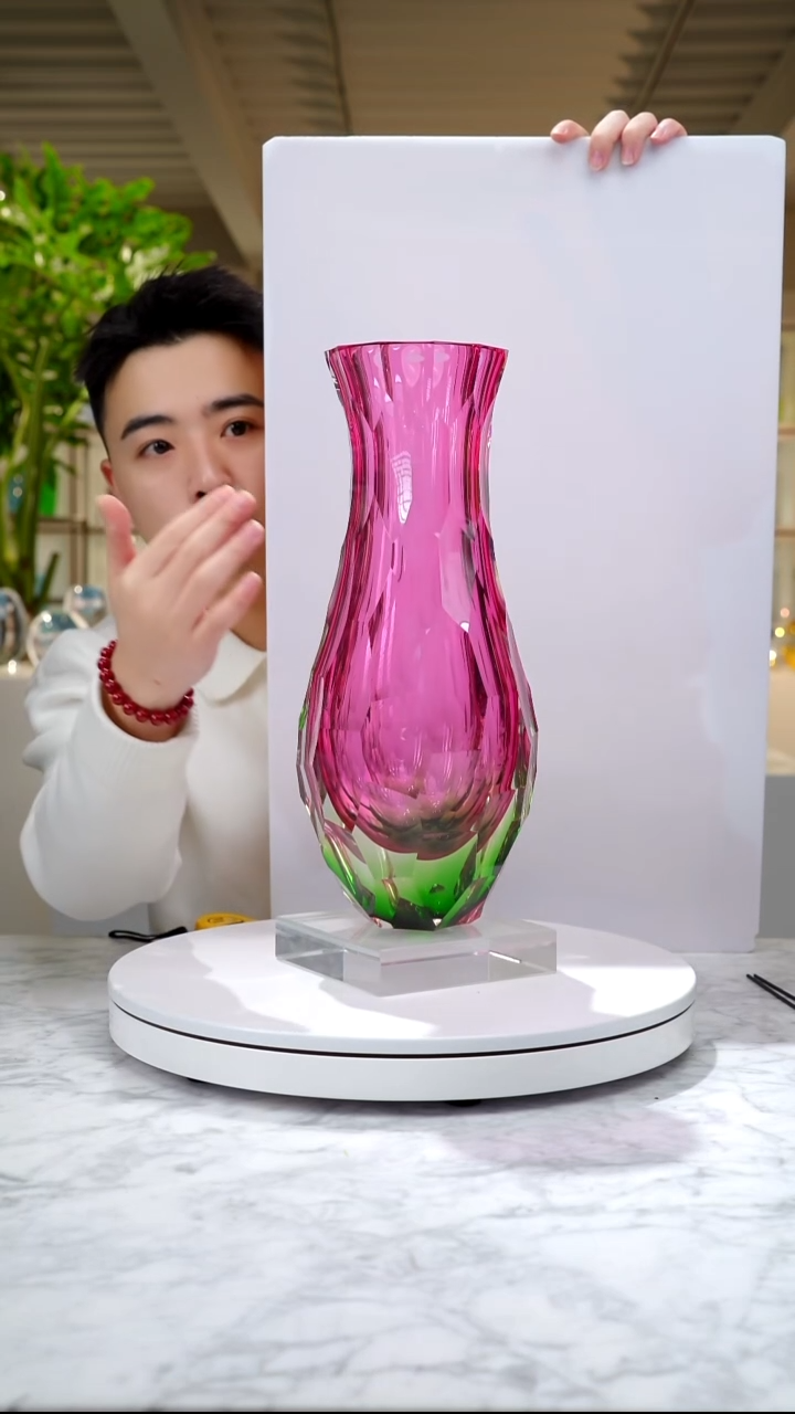 摆件金红绿凹面美人瓶花器