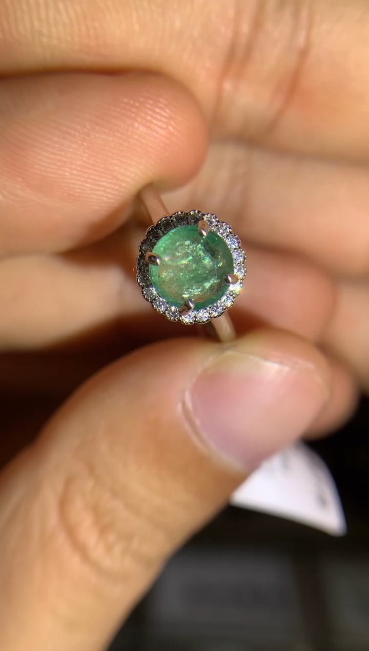 【闪购商品】祖母绿戒指银S925镶嵌活口