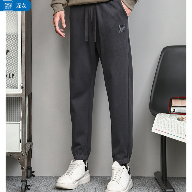 真维斯新款长绒棉男士休闲百搭束脚休闲裤裤子男151630-WH