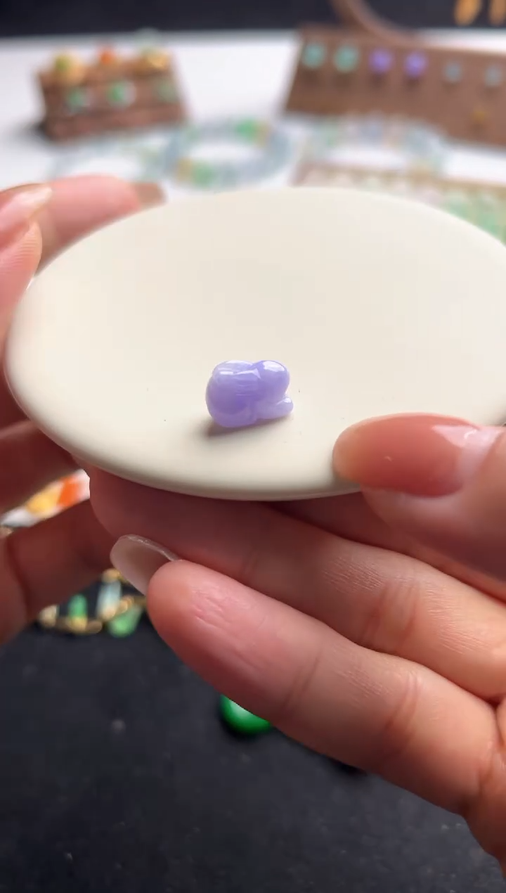 【闪购商品】定制翡翠未镶嵌紫兔子200+20-yjf136