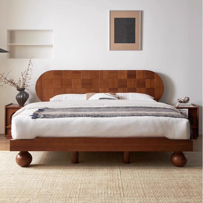 植入家现代简约主卧床实木床中古风卧室矮床爱罗床法式复古床
