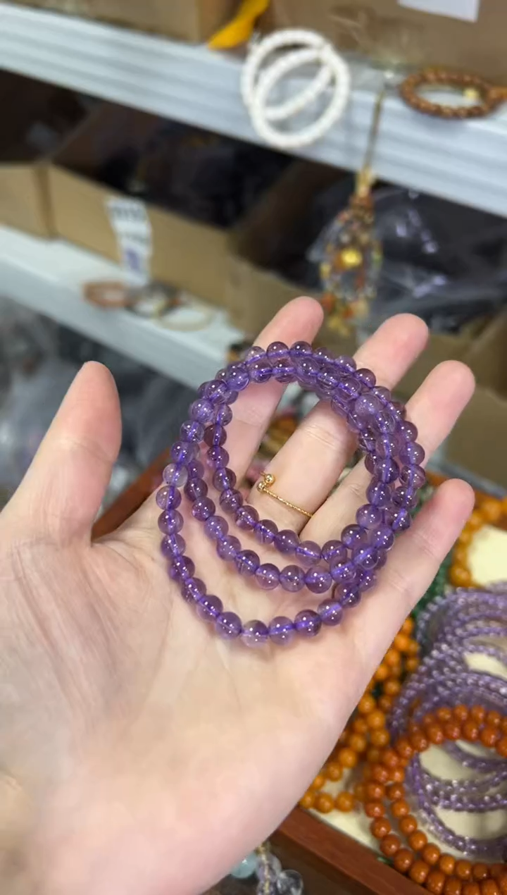 【闪购商品】水晶手链未镶嵌紫水晶圆珠多圈手链[1210]