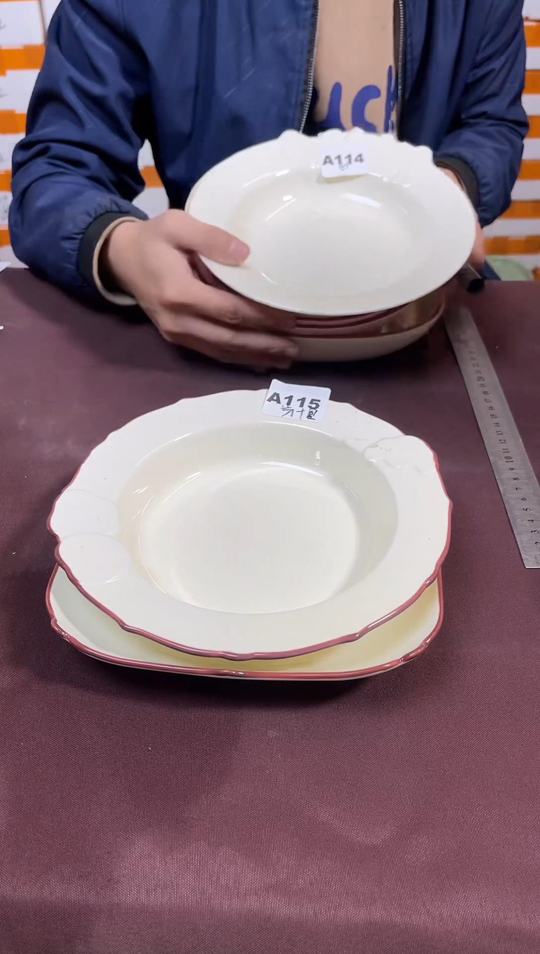 搪瓷花边圆盘+方盘