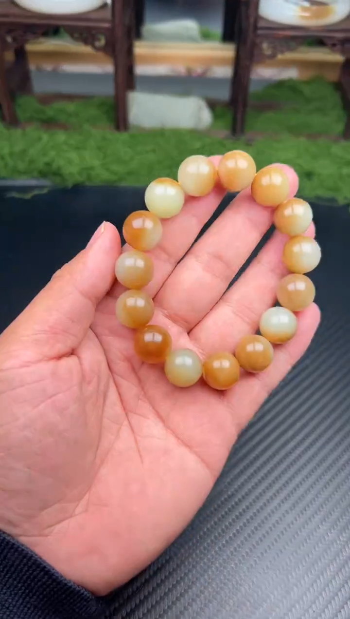 未镶嵌手串和田玉若羌微色差卡14（福利品）