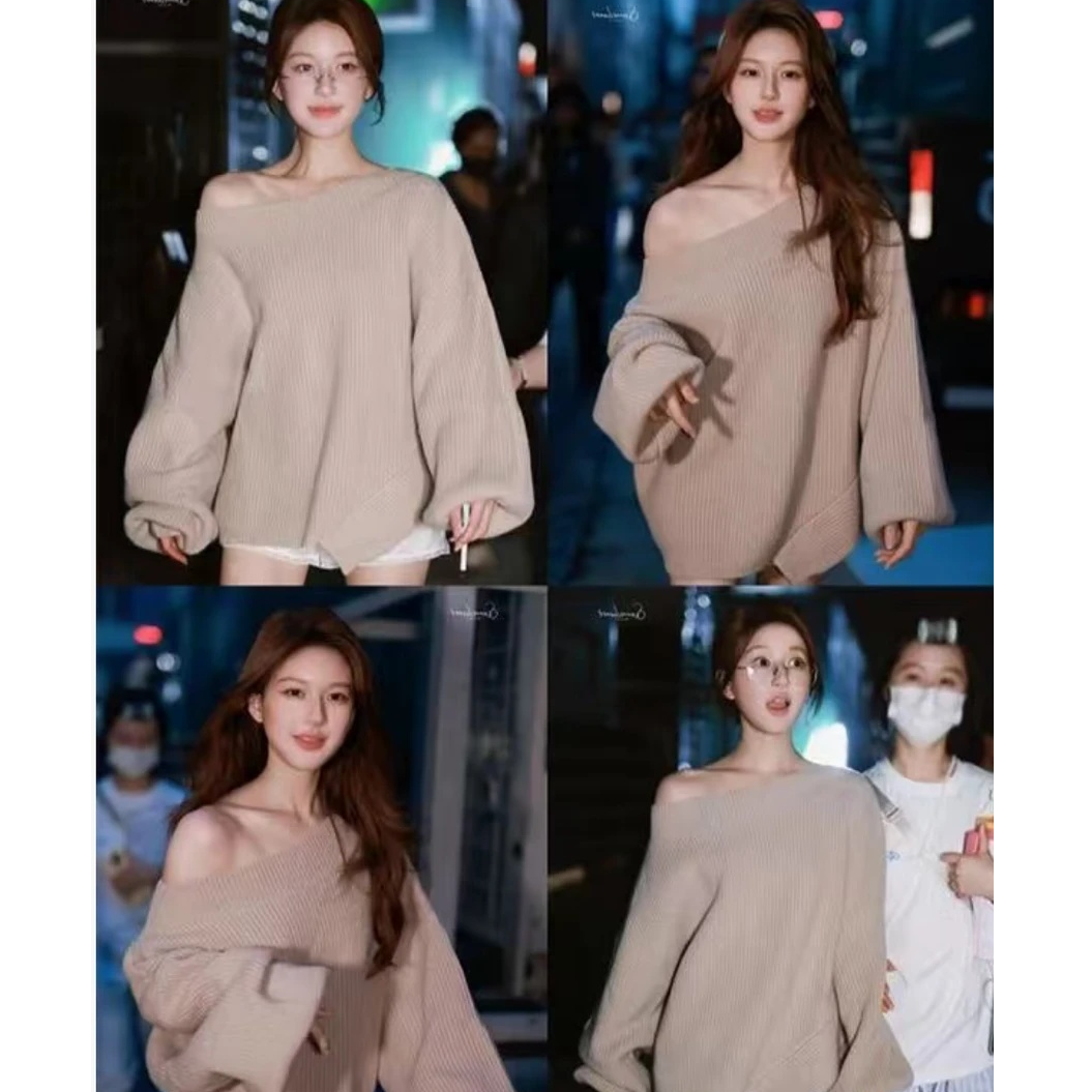 许妍同款  “心机女孩” 慵懒毛衣宽松显瘦休闲针织长裤套装S11235