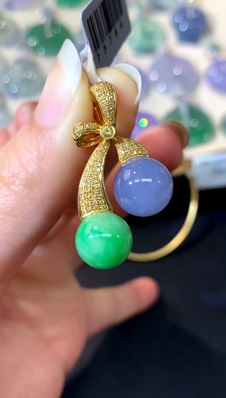 吊坠(不含链)18K金镶嵌翡翠A132|4800