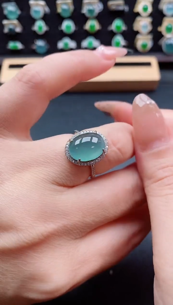 银S925镶嵌戒指翡翠1