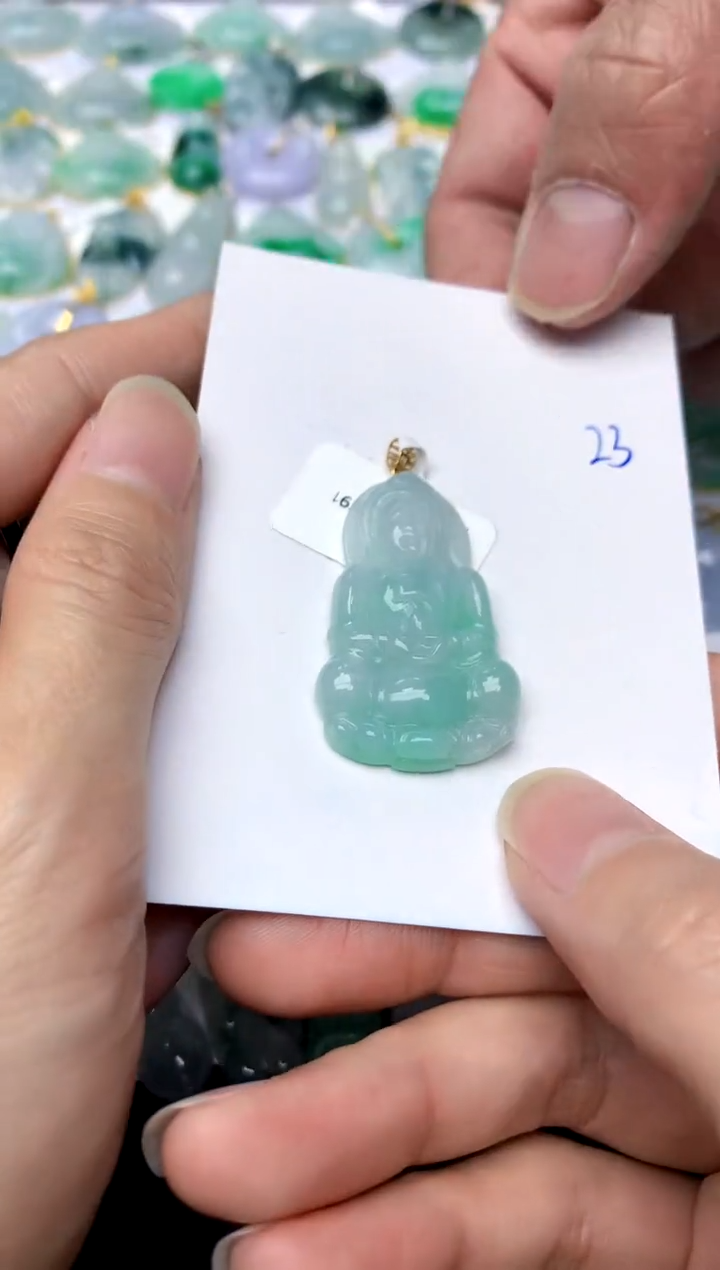 【闪购商品】翡翠颈饰18K金镶嵌23天然A货翡翠