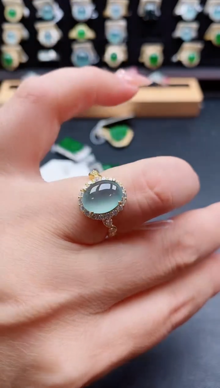 银S925镶嵌戒指翡翠1