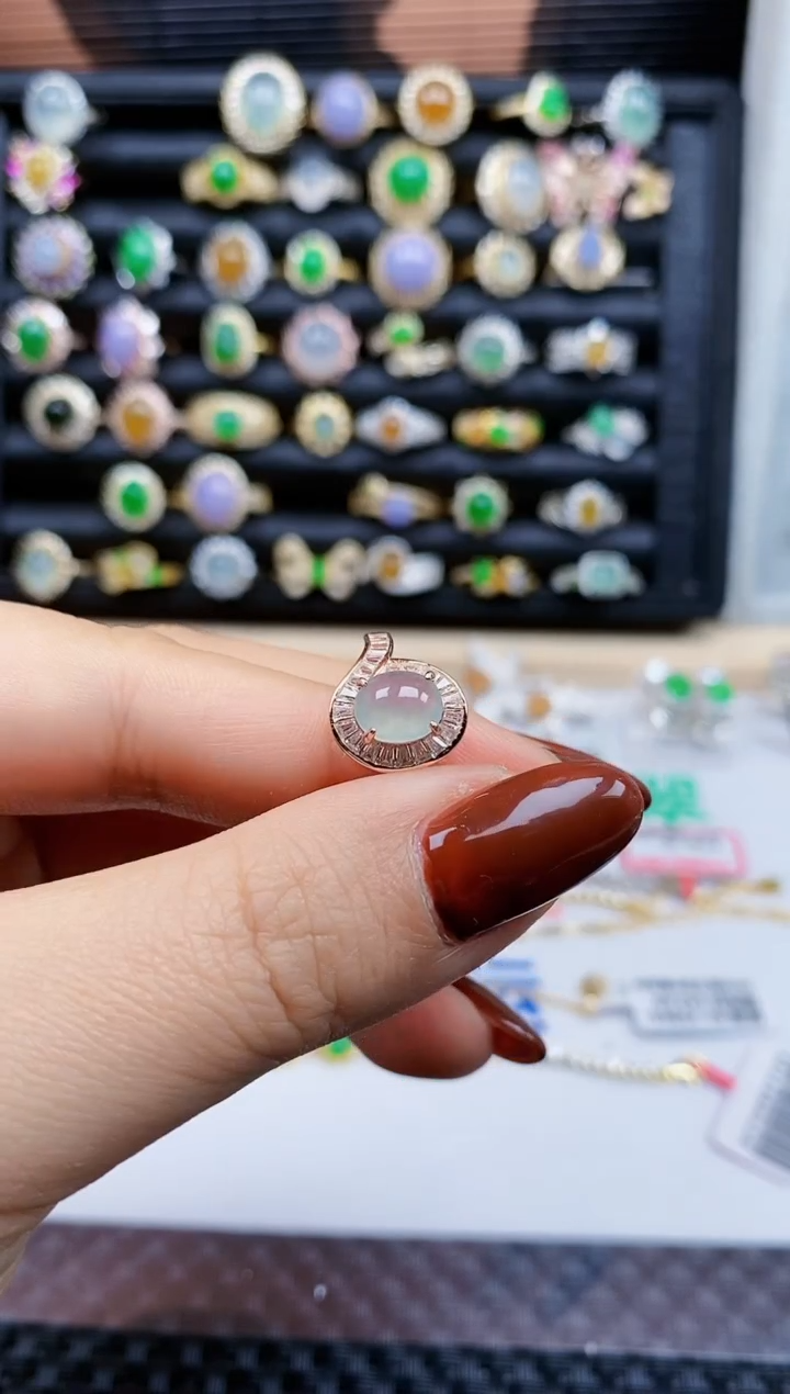 银S925镶嵌戒指翡翠364