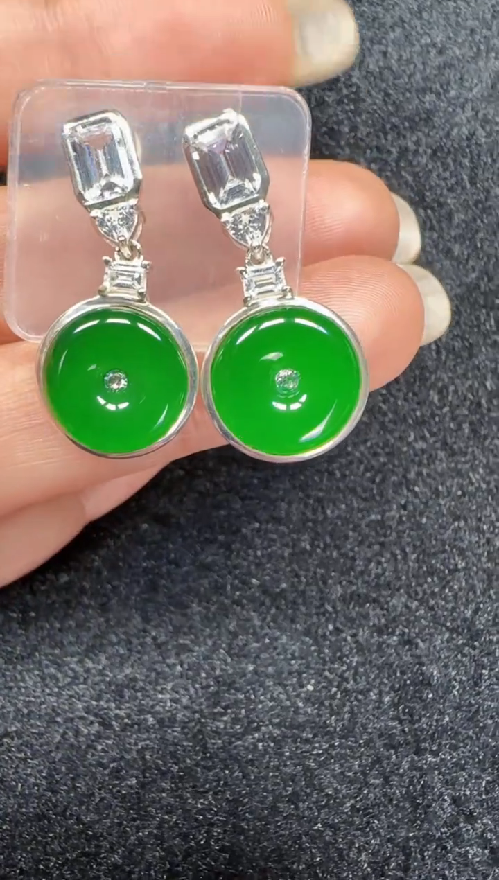 未镶嵌定制翡翠翡翠耳环125