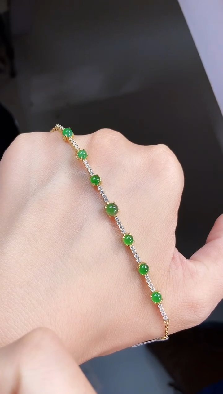 银S925镶嵌手链翡翠14