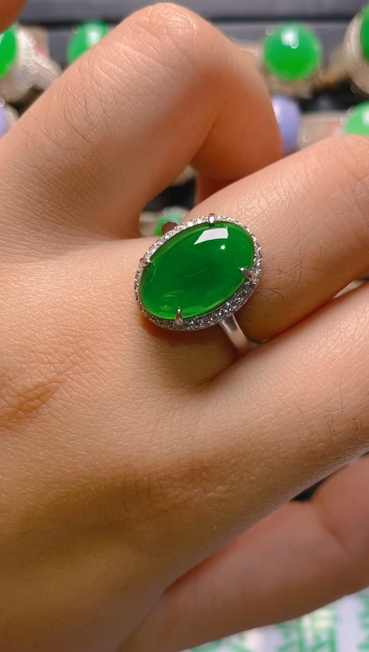 【闪购商品】翡翠耳饰银S925镶嵌天然A货翡翠1