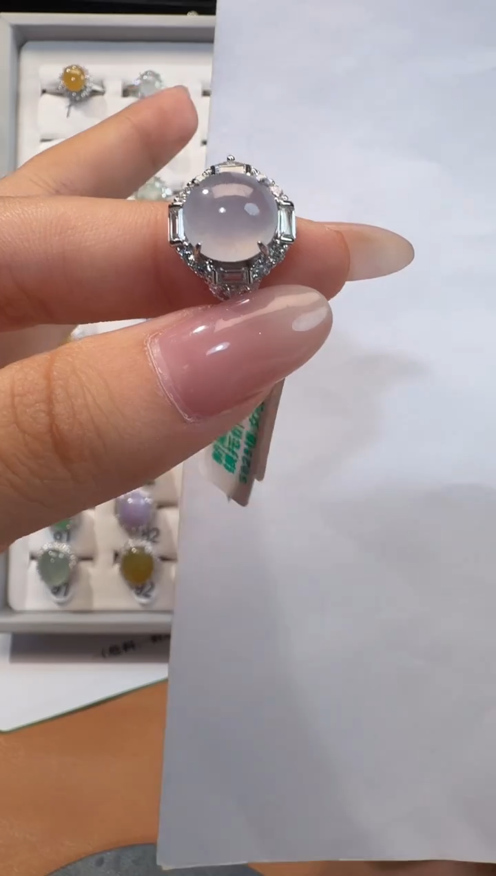 银S925镶嵌戒指翡翠925银镶翡翠戒指镶嵌134