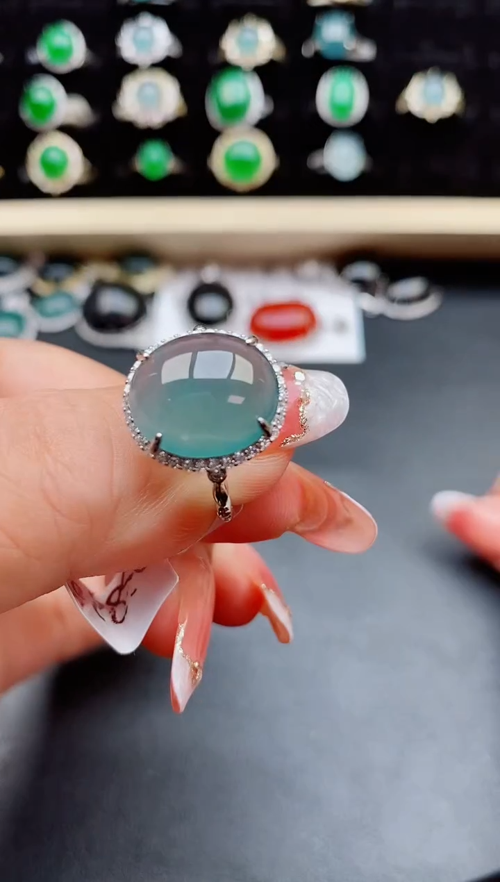 【闪购商品】翡翠戒指银S925镶嵌50800