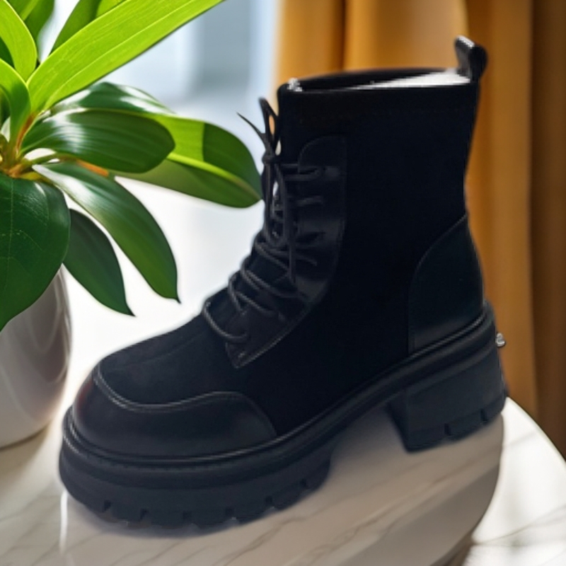 D6中跟套筒韩版绒面英伦马丁靴032-23