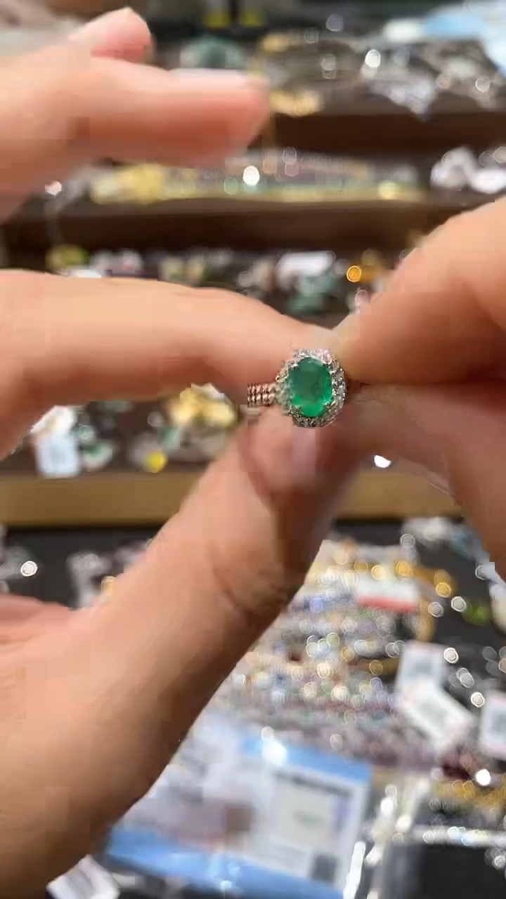 【闪购商品】祖母绿戒指银S925镶嵌戒指