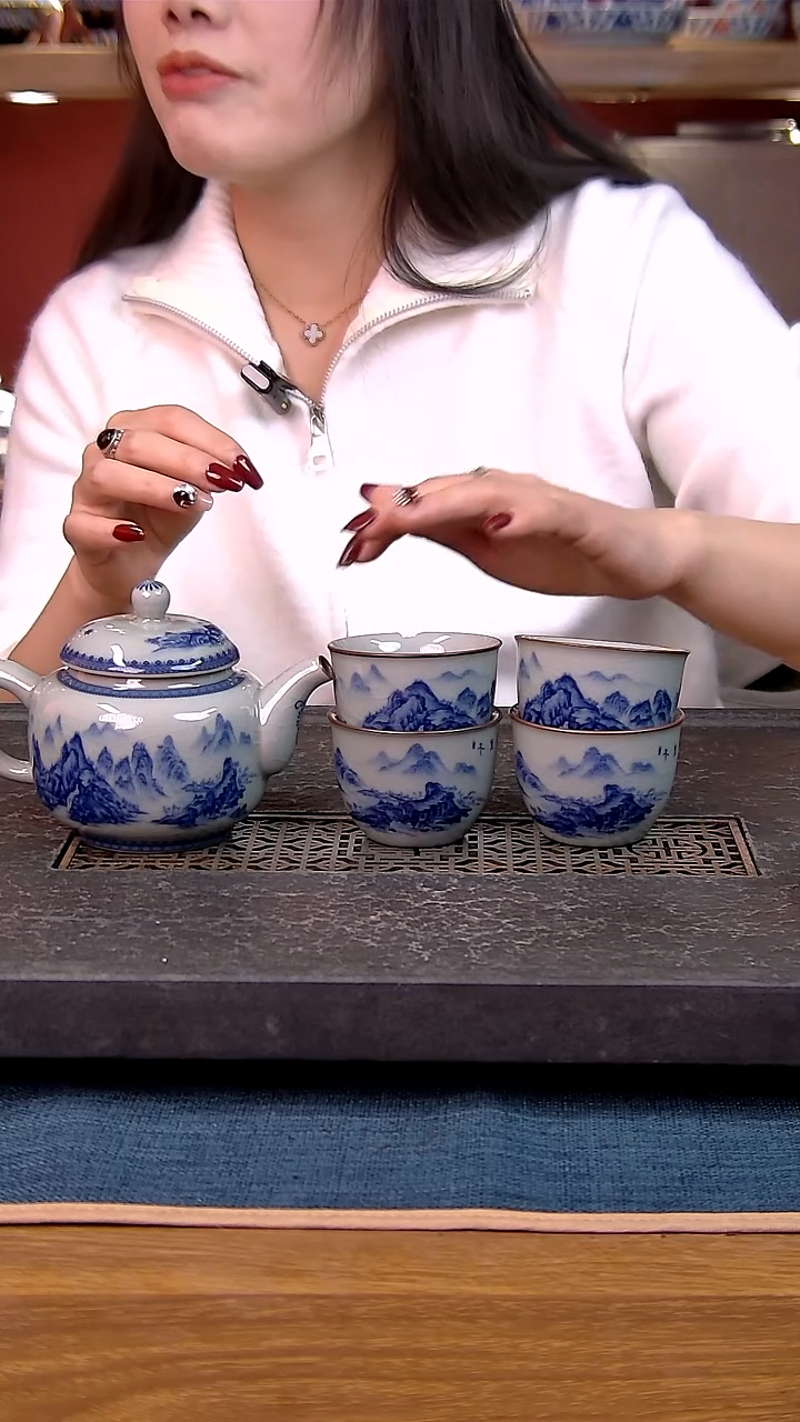 简装家用款5件套 老陶泥开片纹陶瓷茶具