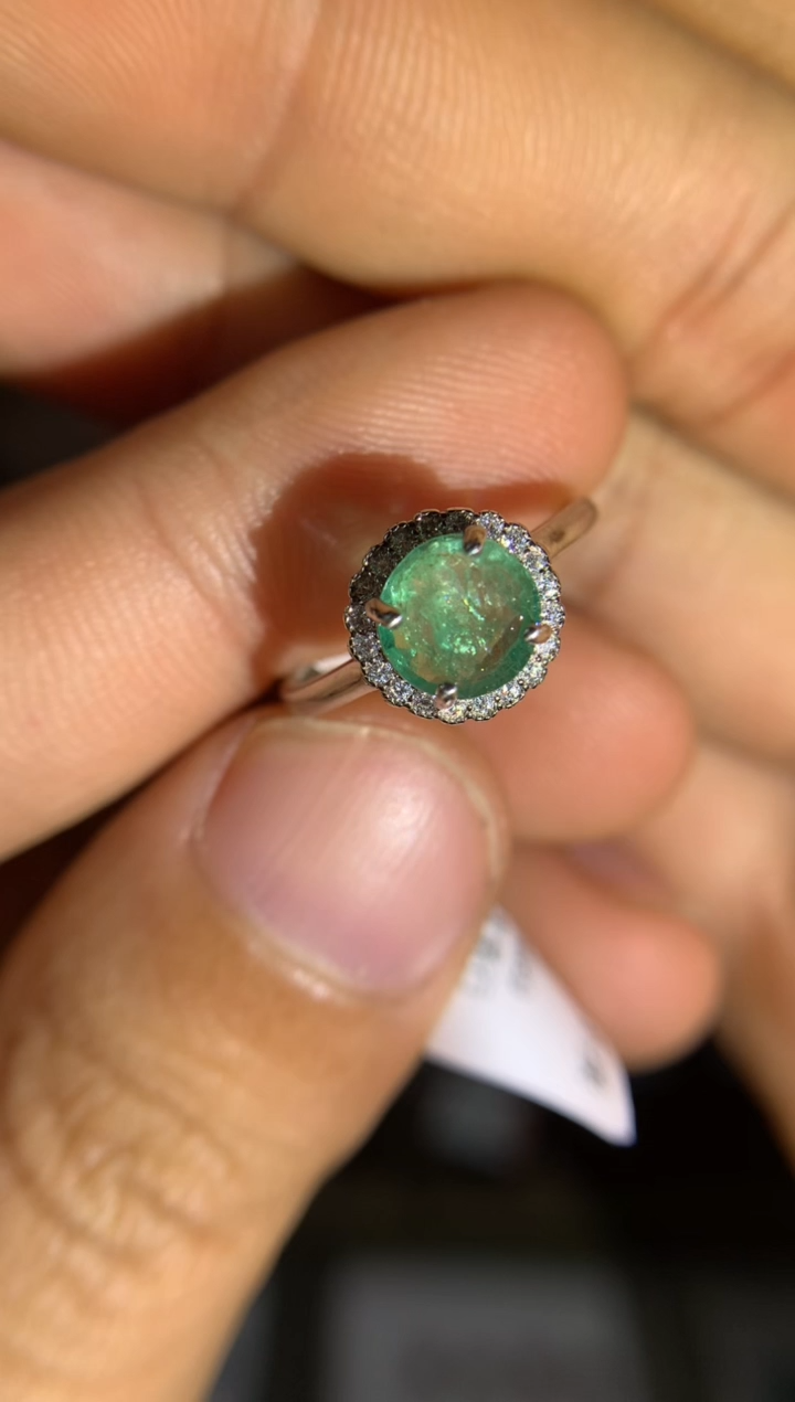 【闪购商品】祖母绿戒指银S925镶嵌活口