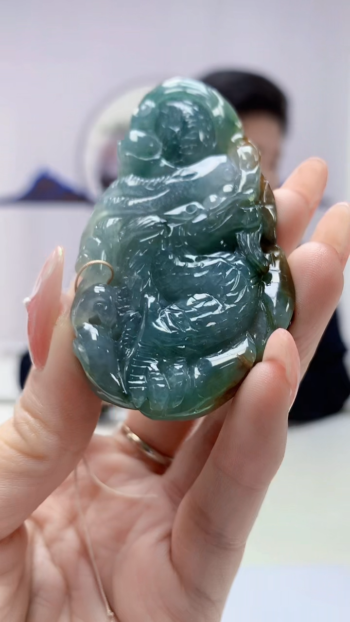 【闪购商品】定制翡翠未镶嵌4917DD-毛货挂件龙牌94