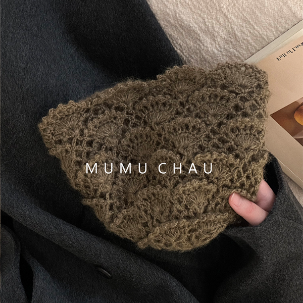 「MUMU CHAU」【波西米亚风】腈纶女秋冬季双层镂空手工针织帽MZ68517