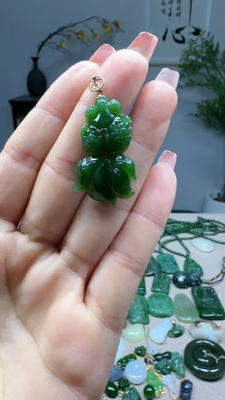 吊坠(不含链)18K金镶嵌和田玉1