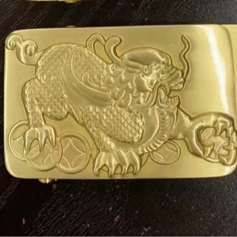 【品正定制】新款大貔貅自动扣套装头层牛皮黄铜扣男士腰带真皮