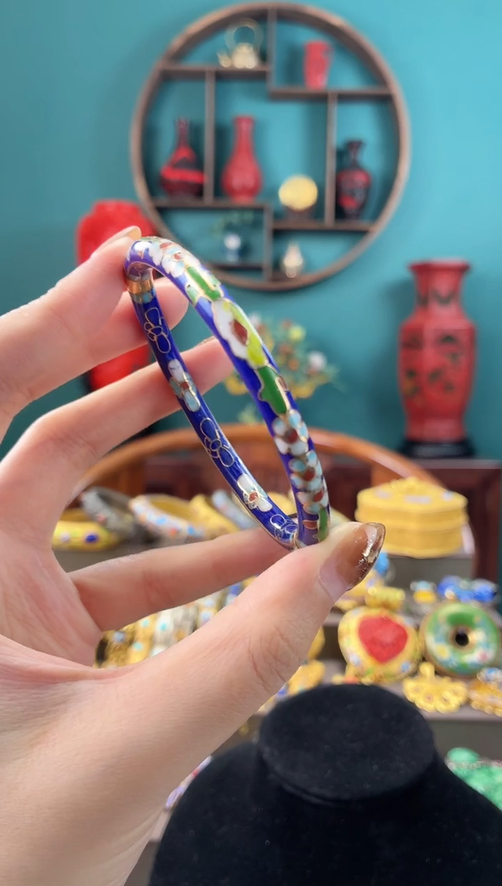 非遗手工景泰蓝开口镯子宝蓝57-63