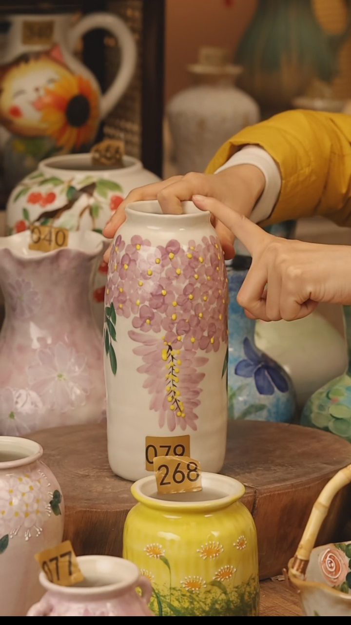 陶瓷景德镇设计师手作花器摆件侘寂风@M079@