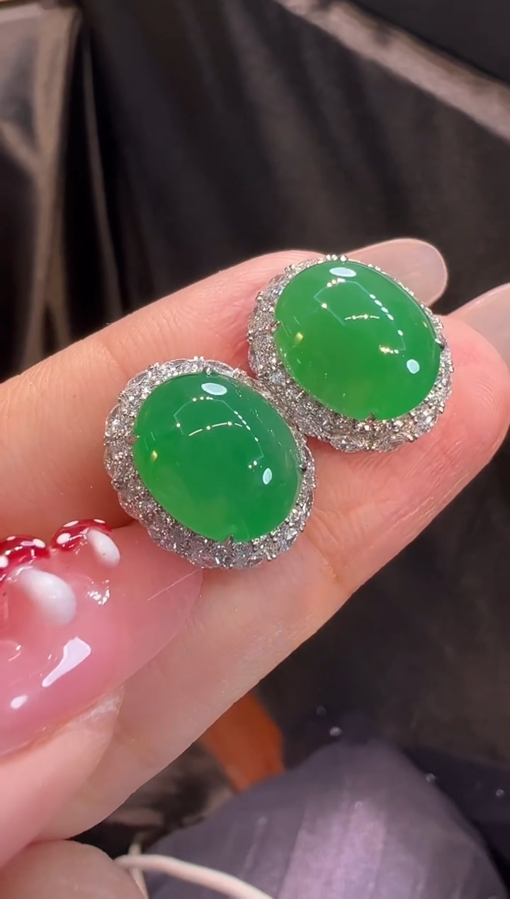 【闪购商品】翡翠耳饰18K金镶嵌耳饰