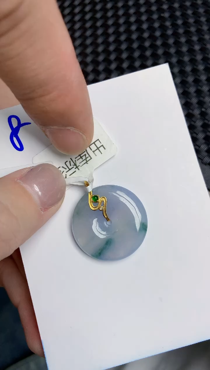 【闪购商品】翡翠颈饰18K金镶嵌天然翡翠A货