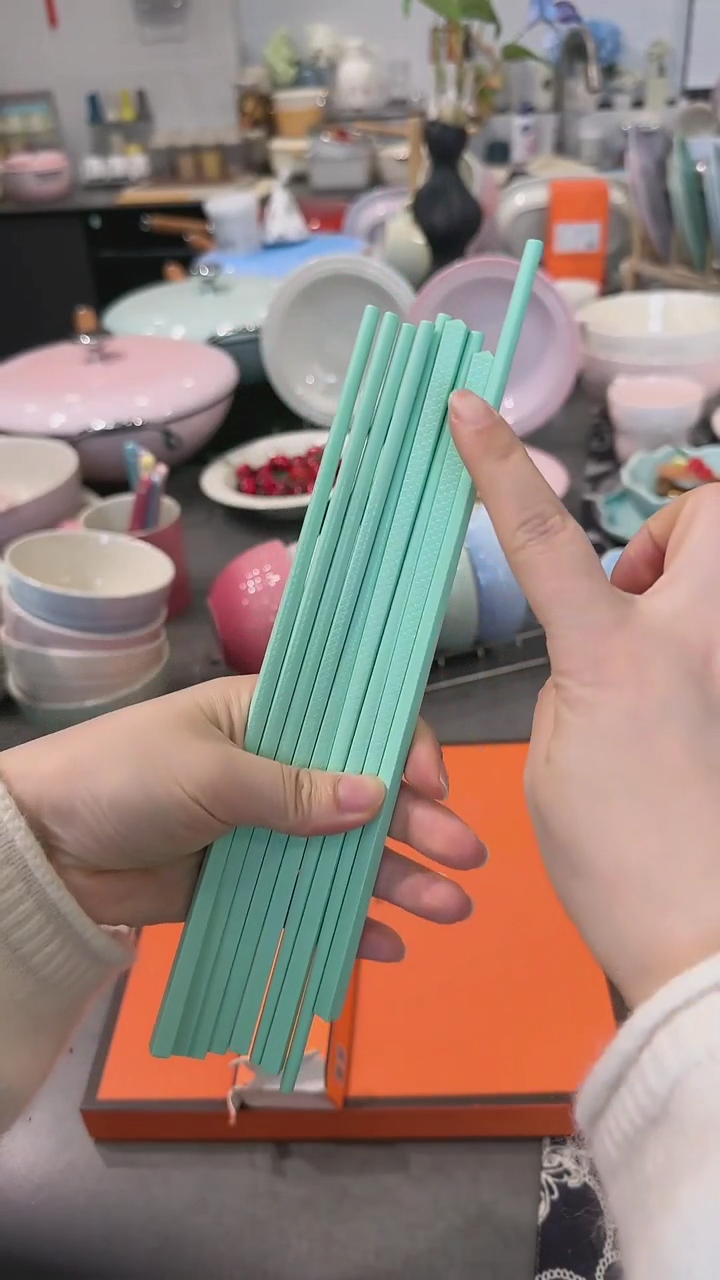 【闪购商品】瓷筷子SPS6双盒装-孔雀青