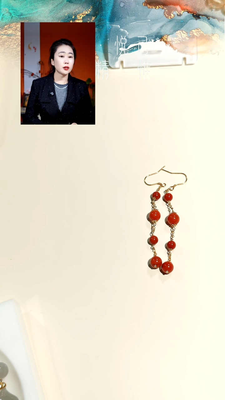 银S925镶嵌耳环南红玛瑙耳环