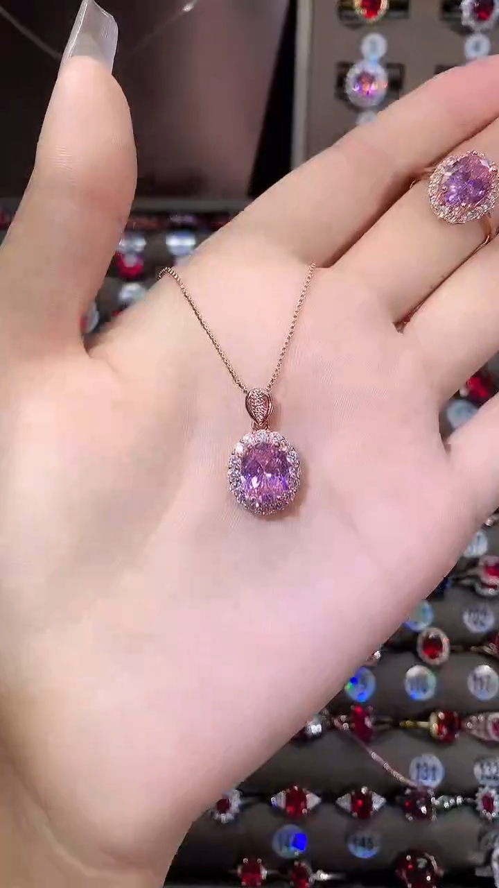 吊坠(赠链)蓝宝石银S925镶嵌810玫瑰金