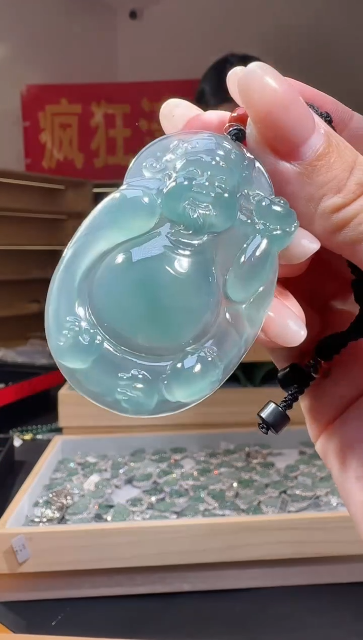 翡翠未镶嵌吊坠(不含链)纯天然A货翡翠财神（多样性发其一）