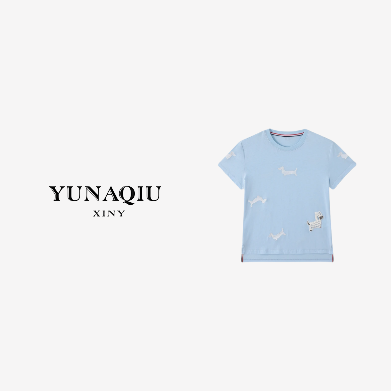 YUNAQIU 运动百搭时尚休闲简约圆领T恤-9101