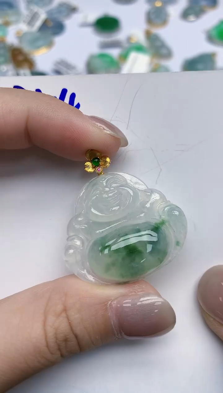 【闪购商品】翡翠颈饰18K金镶嵌天然翡翠A货