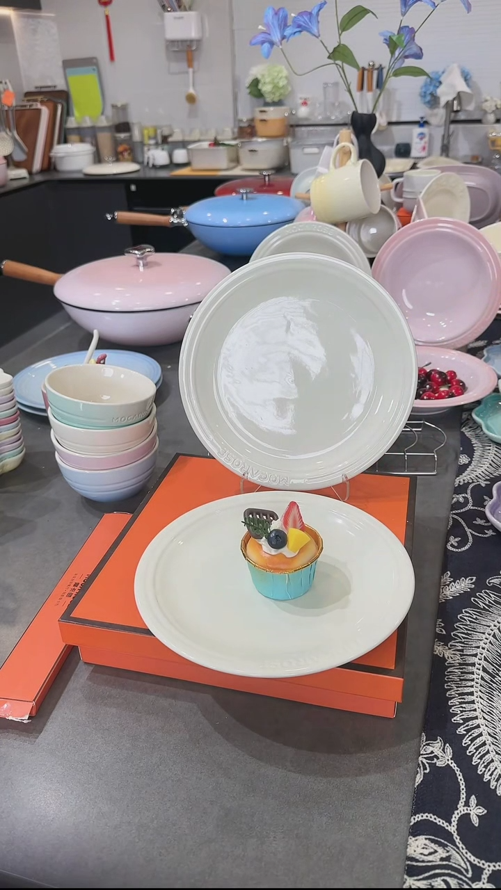 【闪购商品】瓷2个装炻彩浅盘23cm-松露白