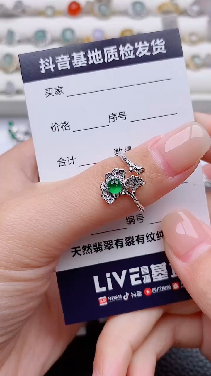银S925镶嵌戒指翡翠?****疾正品 纯天然翡翠