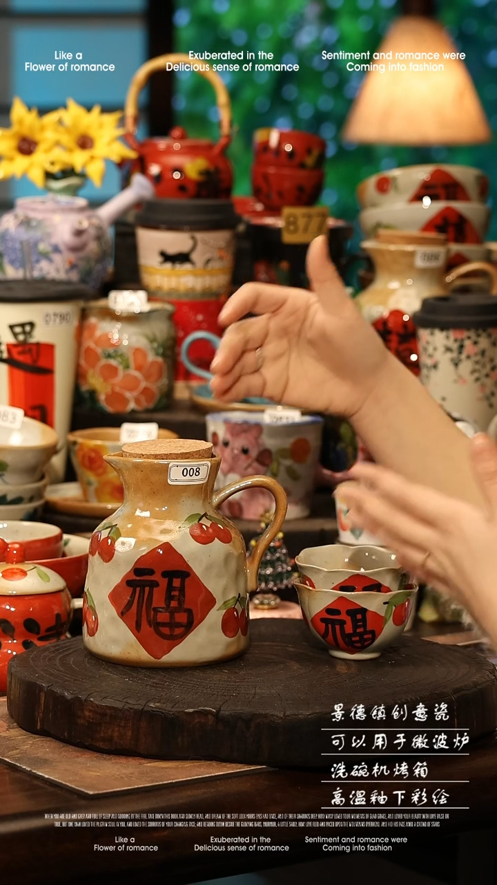 陶瓷景德镇高温釉下彩手工手绘款式@A0008@