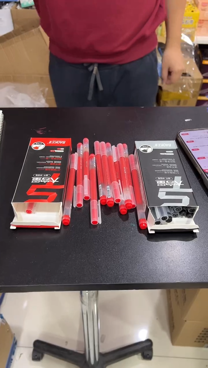 宝克5158直液笔12支黑色+12支红色