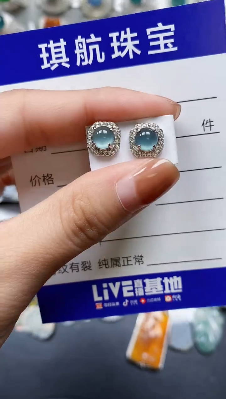 【闪购商品】翡翠耳饰银S925镶嵌0159