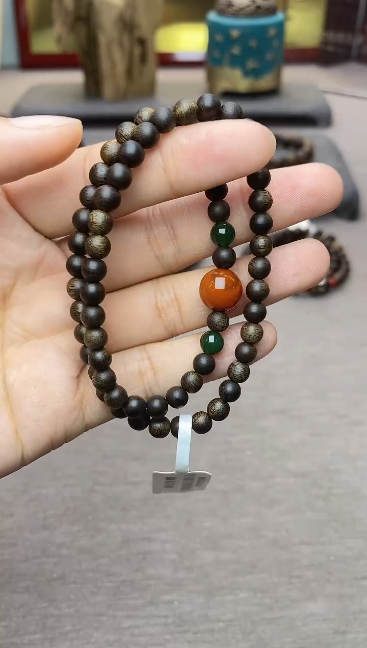 【闪购商品】手串沉香越南顺化紫棋糖结料0.5双圈沉水＋配饰