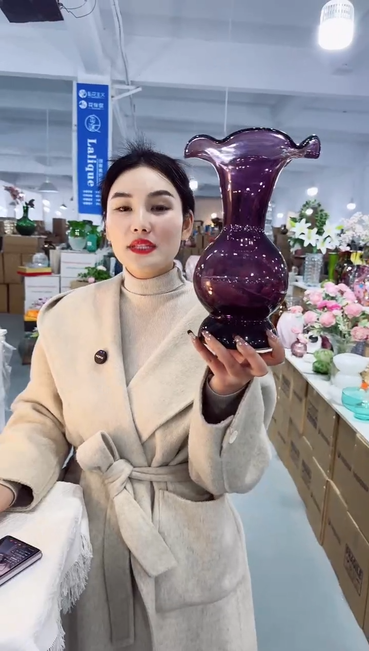 【闪购商品】无铅玻璃DD-紫色芬顿花瓶