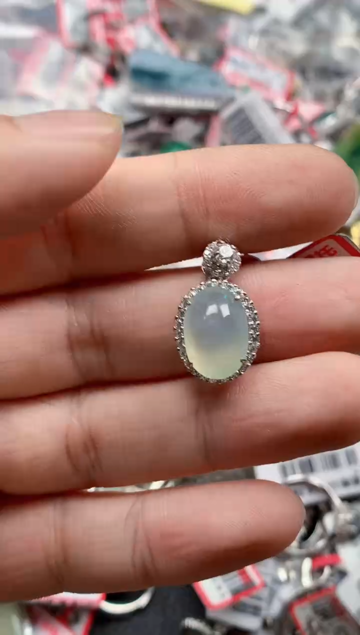 银S925镶嵌戒指翡翠天然A货缅甸翡翠