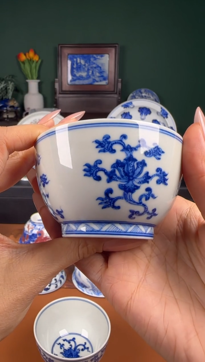 【闪购商品】杯福利。青花  双勾缠枝莲。杯杯 