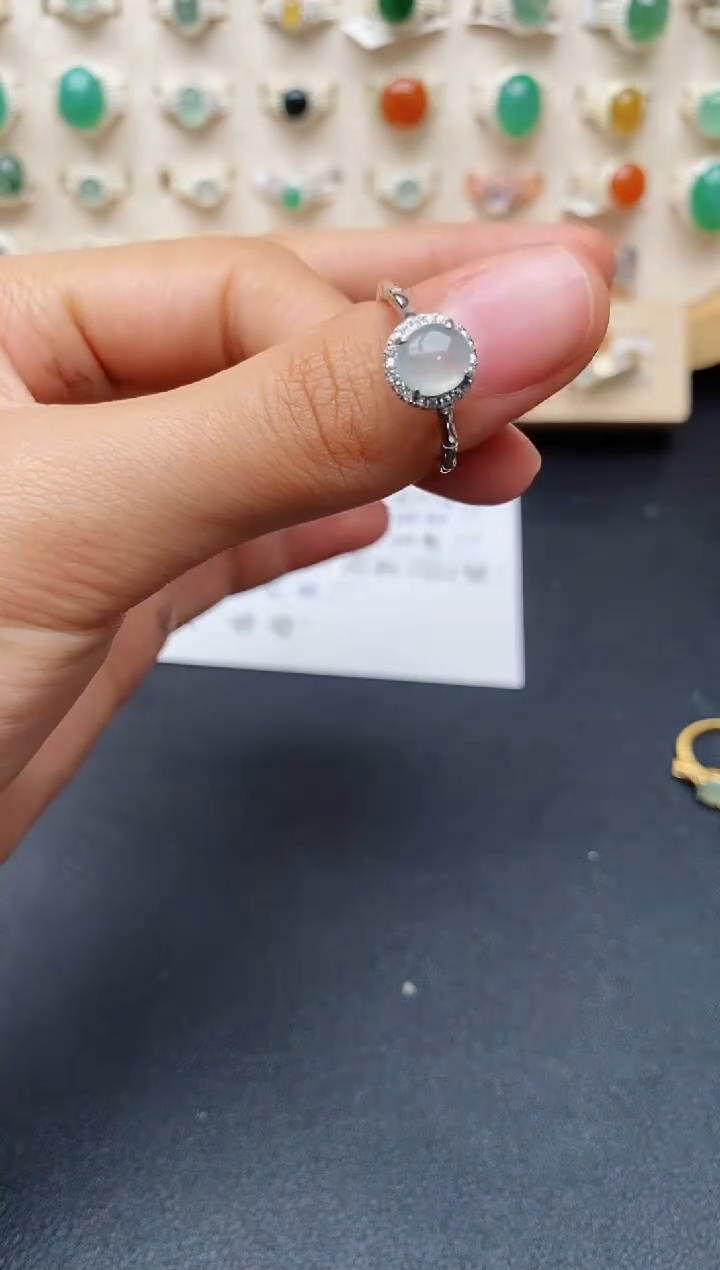 【闪购商品】翡翠戒指银S925镶嵌缅甸翡翠